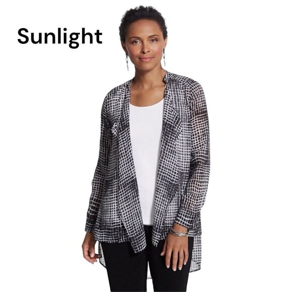 Chico’s Travelers Women SZ 2 Lightweight Cardigan Duster Top Black-NO TAGS SIZE - Picture 1 of 11